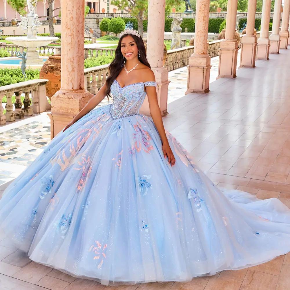 Sky Blue Gown With Koti | TheIndianFab